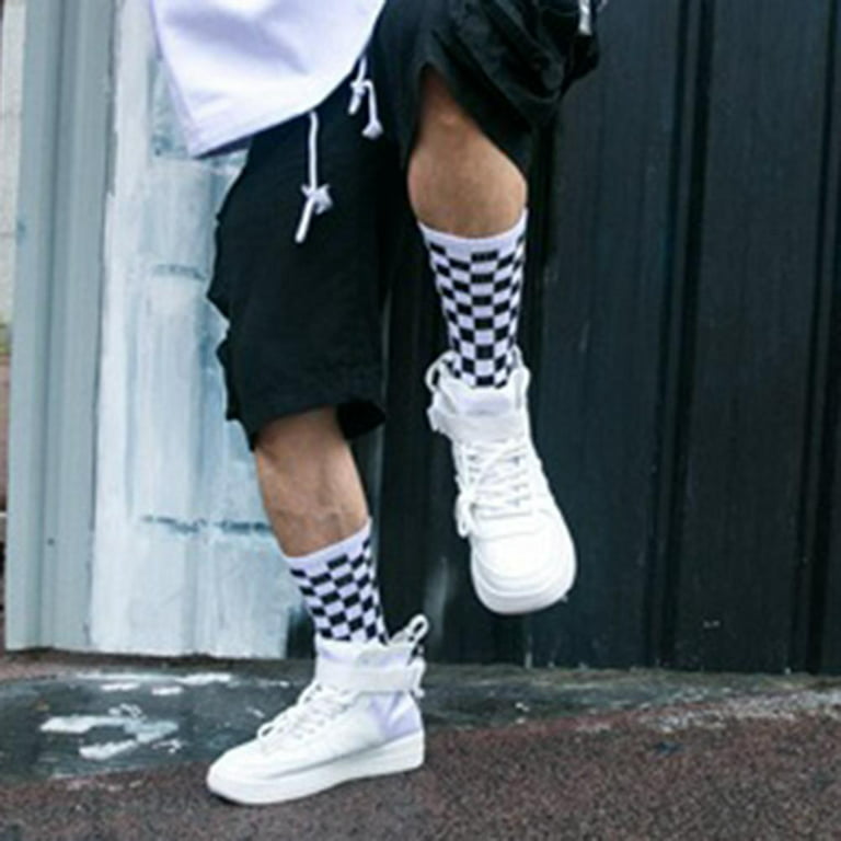 1Pair Women Plaid Flower Crew Socks Streetwear Harajuku Hip-hop Soft Socks 
